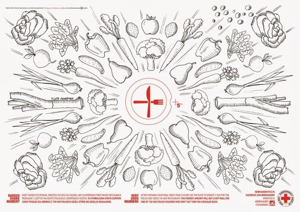 Bardzo Dobre Maniery - podkładka autorstwa Piotra Zawałło. podkładka, Bardzo Dobre Maniery, PCK, polscy rysownicy, polscy ilustratorzy