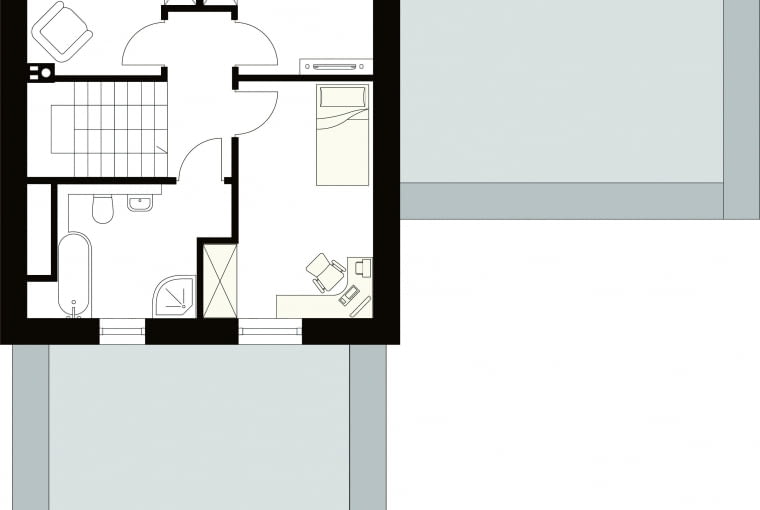 Dom z usługą, Projekt poddasza Projekty domów z miejscem do pracy