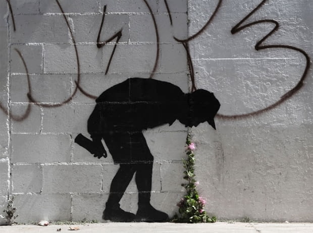 Autor: Banksy. steet art, najciekawsze prace steet art, murale, sztuka uliczna, banksy, ciekawe graffitii