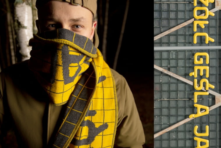 Traffic Design dla Pan tu nie stał - szalik Zażółć Gęślą Jaźń (Oskar Zięta i Threedotstype)