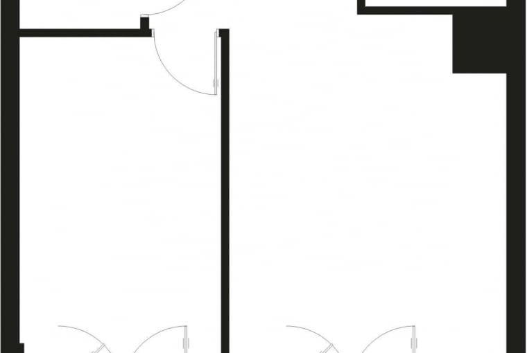 Plan mieszkania: 45,6 m kw., 2 pokoje Plan mieszkania: 45,6 m kw., 2 pokoje