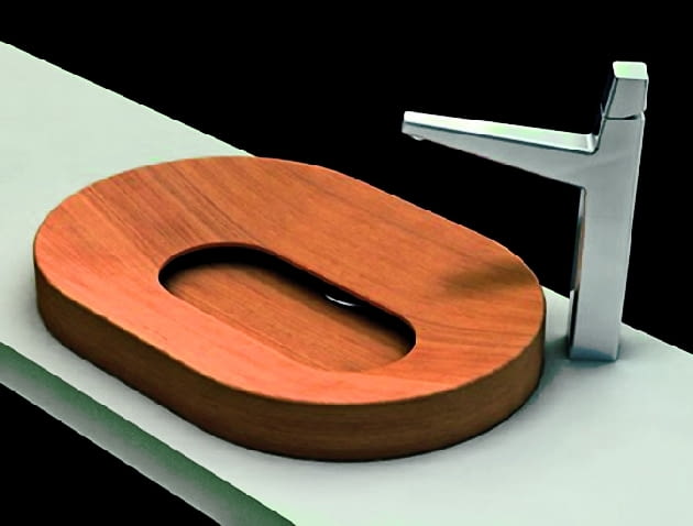 Umywalka z drewna egzotycznego