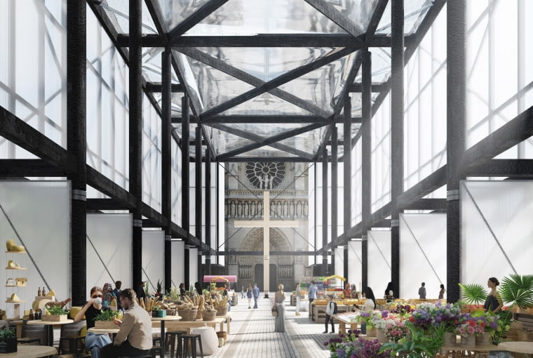 Pawilon przed Notre-Dame. Proj. Gensler.