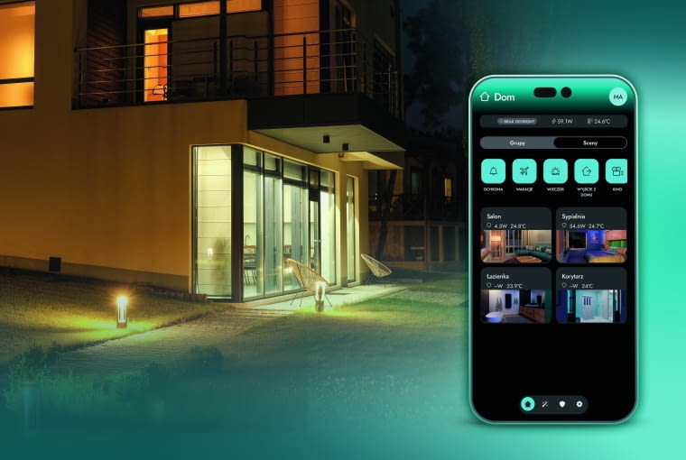 Z aplikacji zaczarujemy światło w domu – włączymy je w różnych pomieszczeniach albo wyłączymy wszędzie jednym kliknięciem. Możemy też uruchamiać całe sceny świetlne Z aplikacji zaczarujemy światło w domu – włączymy je w różnych pomieszczeniach albo wyłączymy wszędzie jednym kliknięciem. Możemy też uruchamiać całe sceny świetlne
