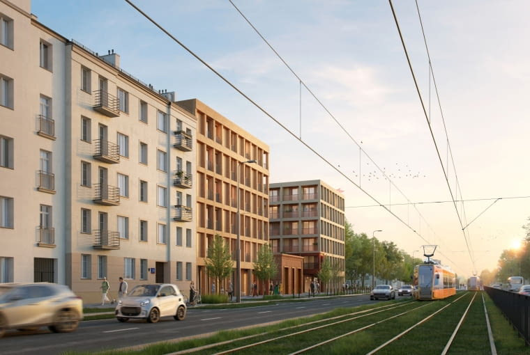 Zabudowa terenu dawnej fabryki Perun przy ul. Grochowskiej 301/305 w Warszawie. Proj. WWAA