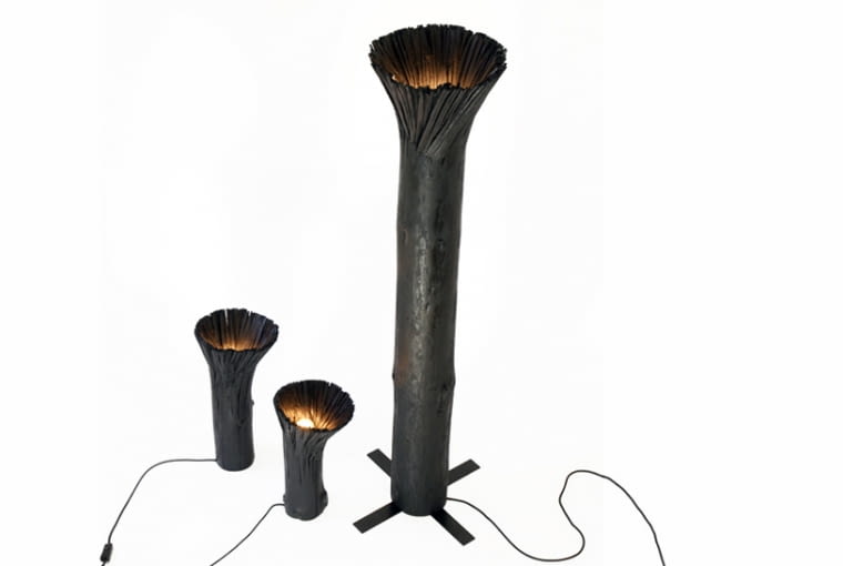 "Pressed wood black" lampa podłogowa wymiary: 36cm x 165cm