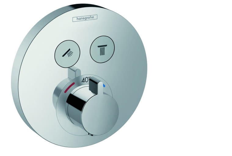 SHOWER SELECT S, HANSGROHE termostatyczna, podtynkowa, wypływ  /zamknięcie wody uruchamiane  przyciskiem