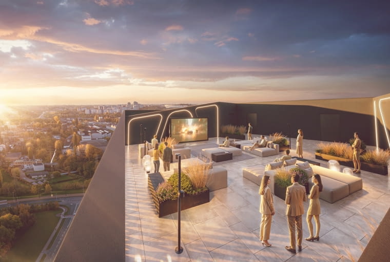 Taras na dachu w O27 Apartamenty Opolska w Katowicach