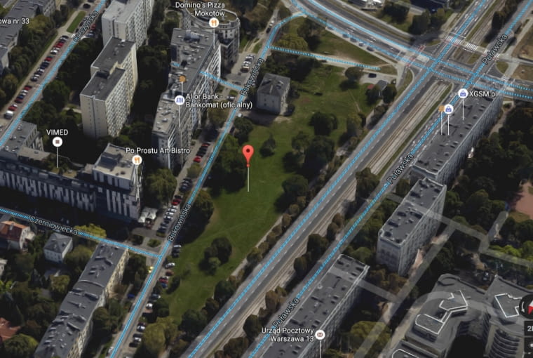 Trójkątna działka, na której będzie zlokalizowany budynek Trójkątna działka, na której będzie zlokalizowany budynek