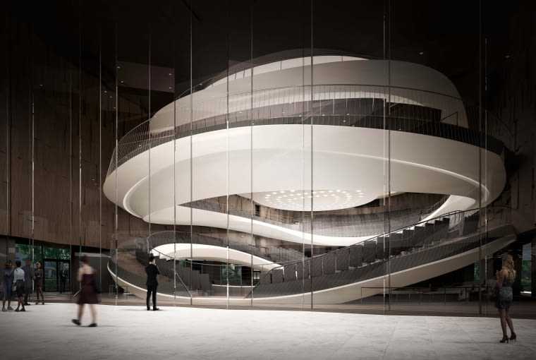 Simfonia Varsovia - wizualizacja foyer. Proj. Atelier Thomas Pucher