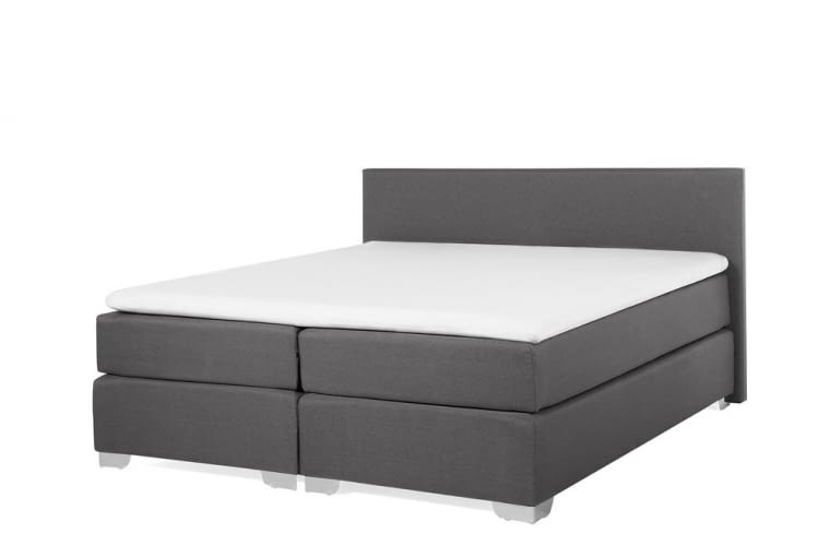 Łóżko kontynentalne tapicerowane 160 x 200 cm szare. Do kupienia w sklepie www.beliani.pl Łóżko kontynentalne