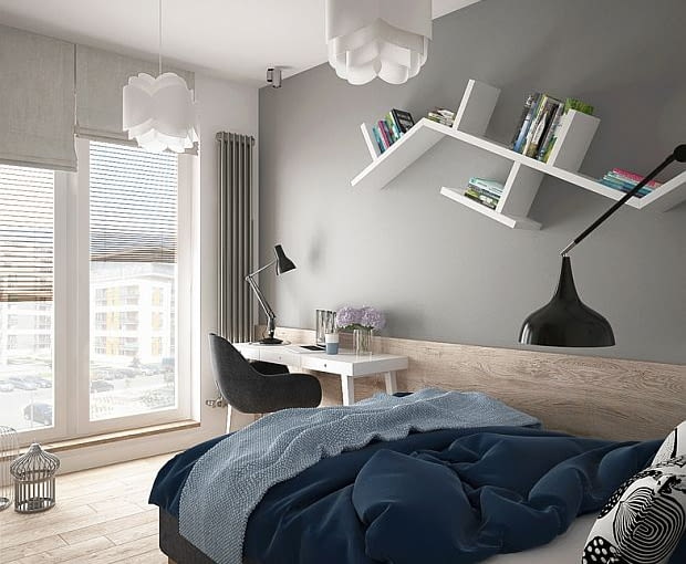 Kolejny pomysł architektów ze Studia Mikołajska - wykonana na zamówienie biała półka do sypialni. Kształtem przypomina rozrośniętą gałąź drzewa aranżacje wnętrz, półka