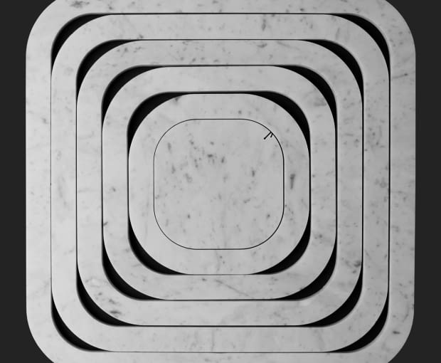 Marmurowe elementy misy na owoce, proj. Paolo Ulian i Moreno Ratti