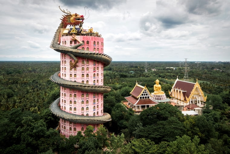 Wat Samphran - świątynia ze smokiem w Tajlandii Wat Sam Phran - świątynia ze smokiem w Tajlandii