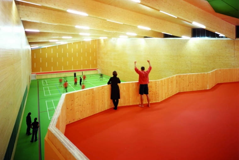 Szkoła Kingsdale zaprojektowana przez pracownię dRMM i wzniesiona przez Michael Hadi Associates była pierwszym budynkiem ze sklejki CLT w Wielkiej Brytanii