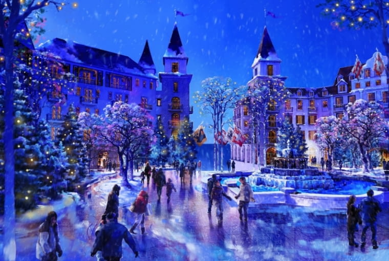 Wyspa szwajcarska w śnieżnym krajobrazie