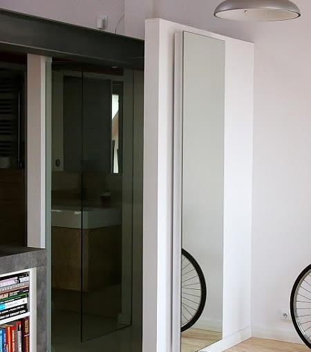 Kawalerka na poddaszu - 45 m2; proj. Studio Projektowe Atoato kawalerka, małe mieszkanie, kawalerka na poddaszu, małe mieszkanie na poddaszu