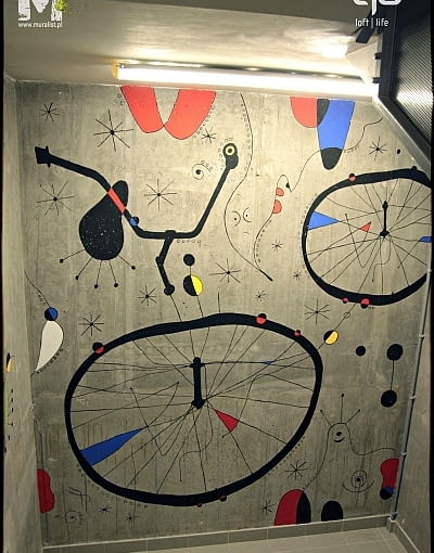 Klatka schodowa Woronicza Qbik, proj. Muralist murale, street art, murale w mieszkaniu