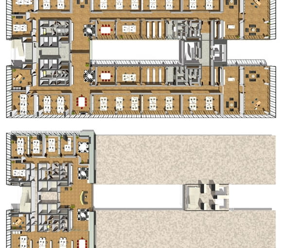 Wizualizacje zespołu biurowego Kranhaus w Kolonii projektu uznanego architekta Hadi Teherani z pracowni BRT architects niemcy, wieżowiec, biurowiec, budynek, realizacja