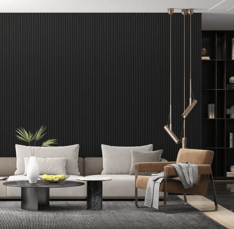 Dekoracyjny panel ryflowany MDF na filcu - Czarny MAT Dekoracyjny panel ryflowany MDF na filcu - Czarny MAT