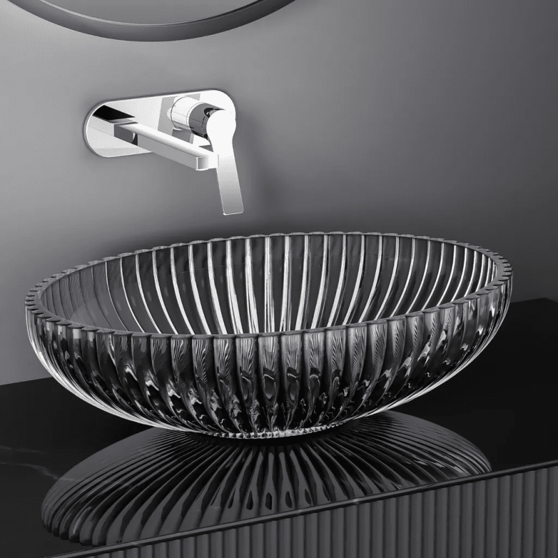 Przezroczysta czarna umywalka 51 x 35 x 15 cm EMKE