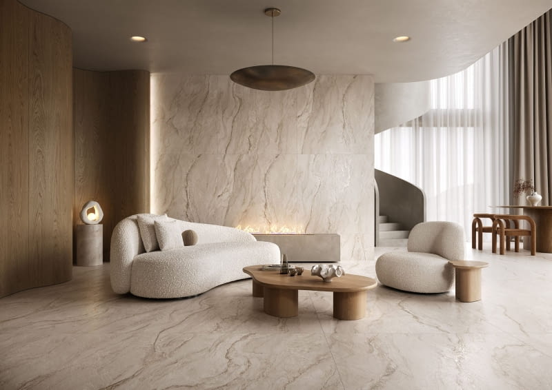 W nowoczesnych wnętrzach płytki coraz częściej pojawiają się również w salonach i sypialniach. W połączeniu z ogrzewaniem podłogowym stworzą ciepłą i komfortową przestrzeń OPOCZNO W nowoczesnych wnętrzach płytki coraz częściej pojawiają się również w salonach i sypialniach. W połączeniu z ogrzewaniem podłogowym stworzą ciepłą i komfortową przestrzeń OPOCZNO