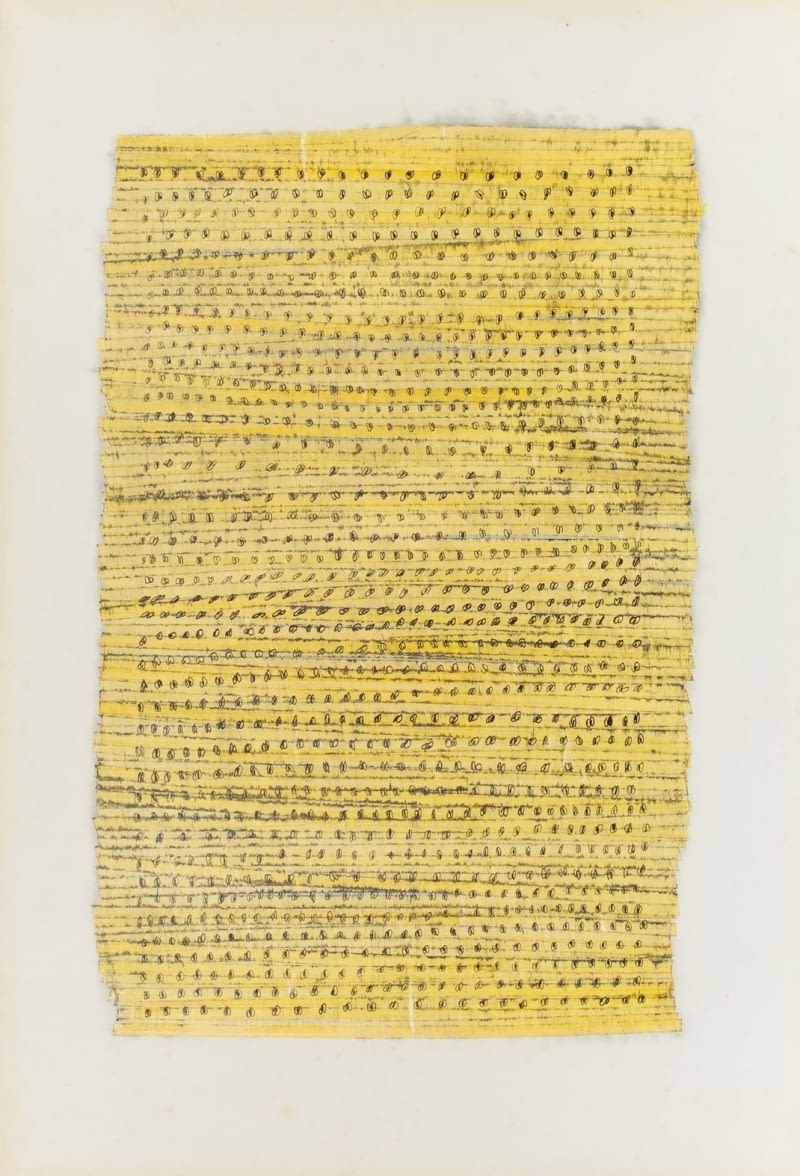Liliana Mikołajewska-Jansen, Bez tytułu, 1979, kolaż, ołówek, taśma, papier, dzięki uprzejmości rodziny artystki Liliana Mikołajewska-Jansen, Bez tytułu, 1979, kolaż, ołówek, taśma, papier, dzięki uprzejmości rodziny artystki