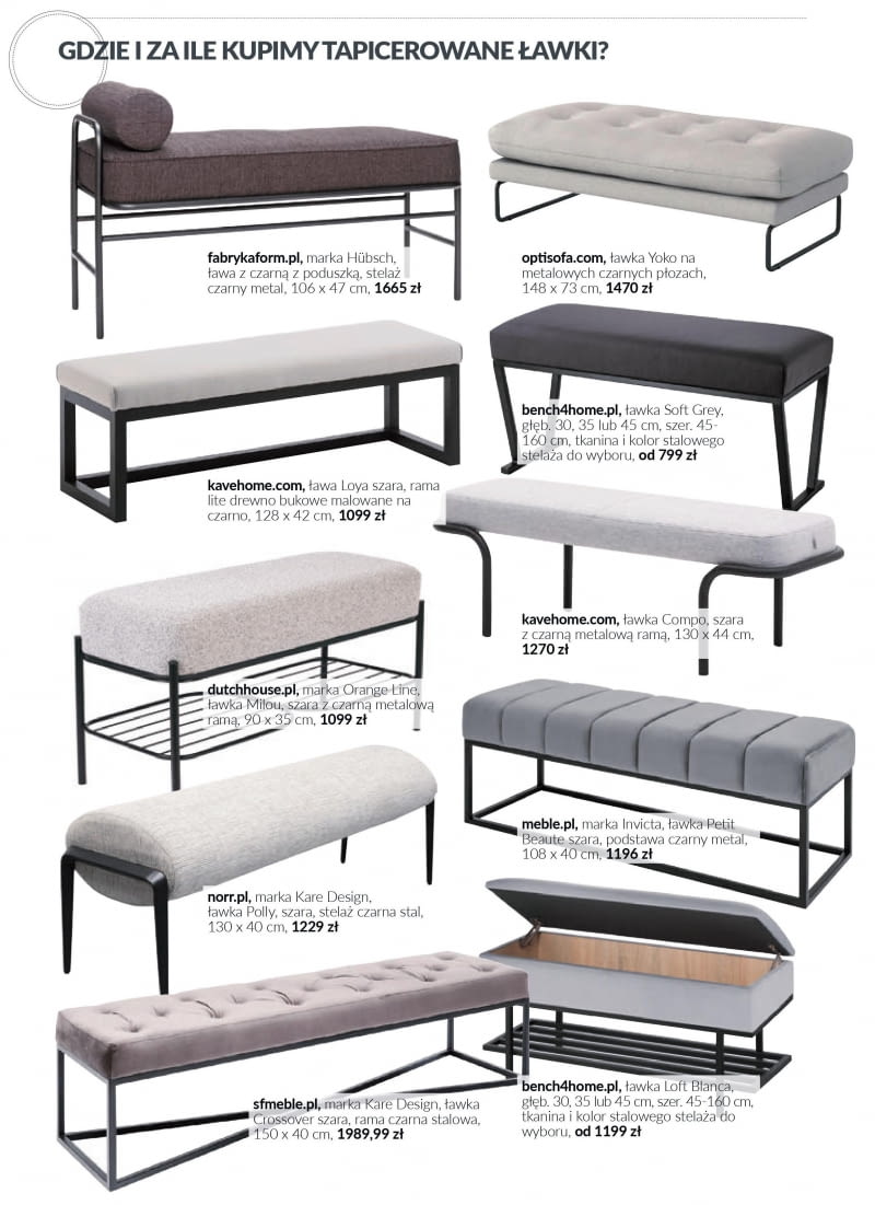 Gdzie i za ile kupimy tapicerowane ławki?