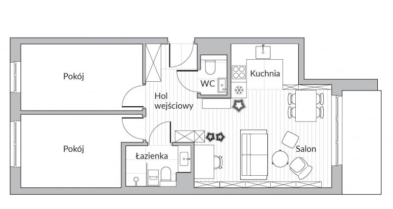 Rzut mieszkania, projekt arch. Karolina Michałkiewicz-Kasina Rzut mieszkania, projekt arch. Karolina Michałkiewicz-Kasina