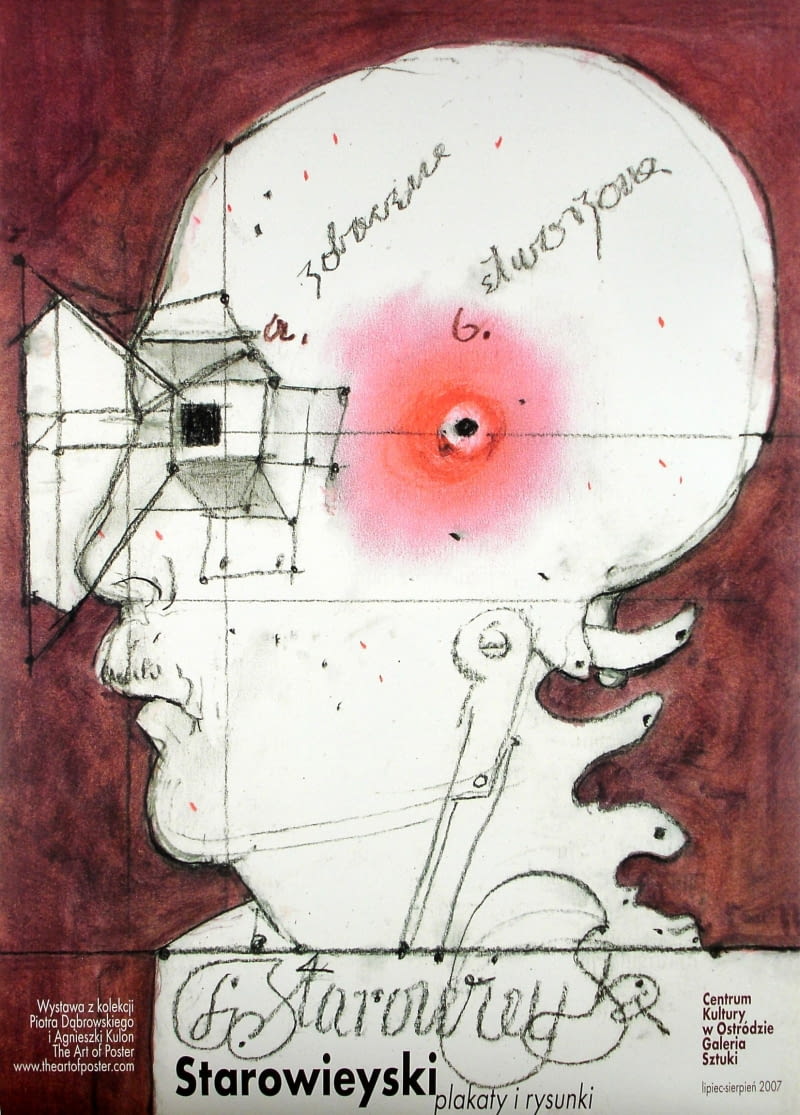 Plakat wystawowy z 2007 r. promujący prace autora plakatu — Franciszka Starowieyskiego, wystawiane w galerii sztuki w Centrum Kultury w Ostródzie.