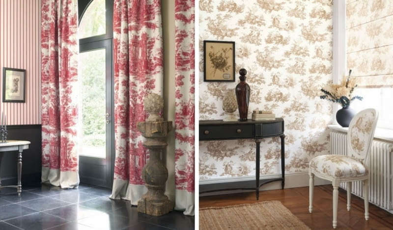 Tkanina Casadeco LBTJ 88038201 Tissu Scene D'ete Les Belles toiles de jouy