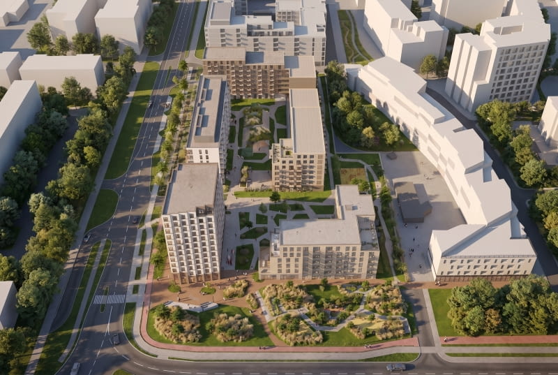 Nowa inwestycja Archicom u zbiegu ulic Postępu i Bokserskiej w Warszawie. Proj. WWAA Nowa inwestycja Archicom u zbiegu ulic Postępu i Bokserskiej w Warszawie. Proj. WWAA