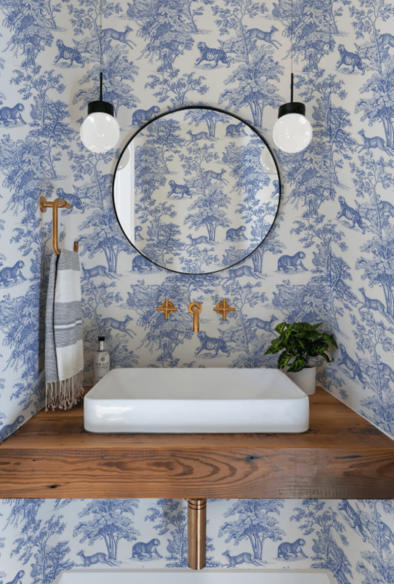 Tiger Wallpaper - Chantilly in Blue - Wall mural WIV-638