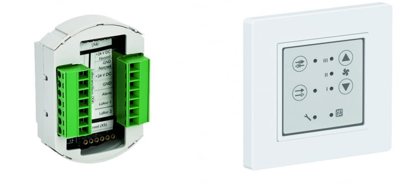 W zależnoości od producenta systemu wentylacji decentralnej, jeden wspólny sterownik z czterema poziomami wydajności może kontrolować pracę nawet ośmiu jednostek