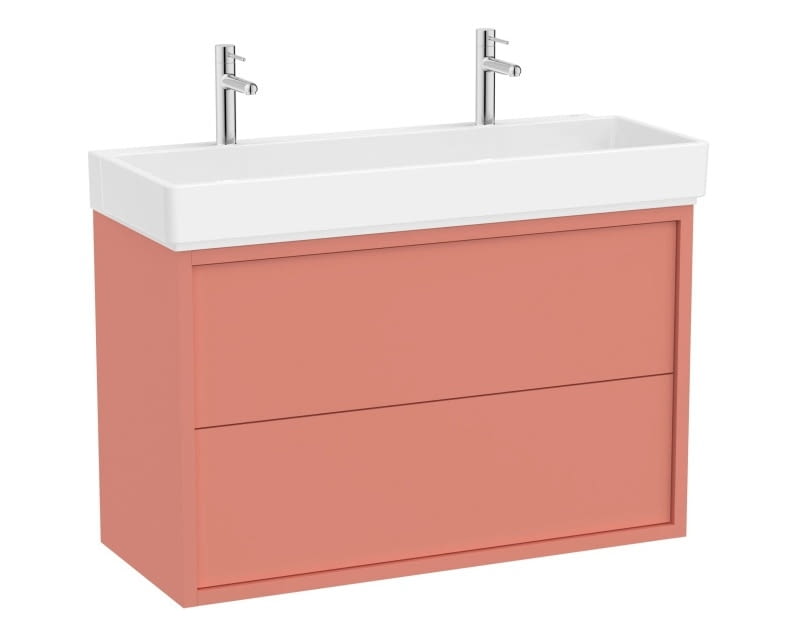 Roca Tura Unik Zestaw szafka podumywalkowa 100x43x60 cm terakota + umywalka meblowa podwójna biała Roca Tura Unik Zestaw szafka podumywalkowa 100x43x60 cm terakota + umywalka meblowa podwójna biała