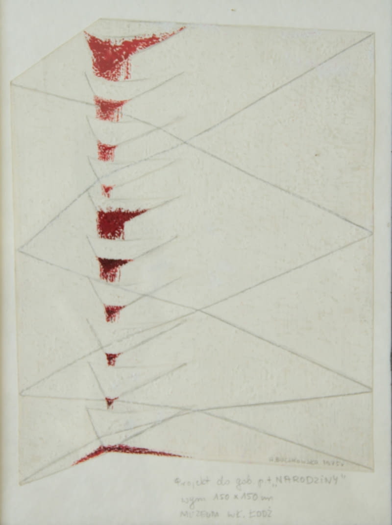 Anna Buczkowska, Narodziny, 1975, ołówek, kredka, papier, projekt gobelinu z kolekcji Ireny Huml