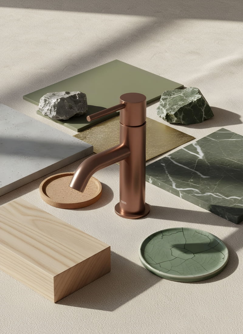 Ciepły odcień z miedzianymi tonami dodaje baterii charakteru i ekskluzywności. Będzie idealny do wnętrz poszukujących przytulnej i niepowtarzalnej estetyki.