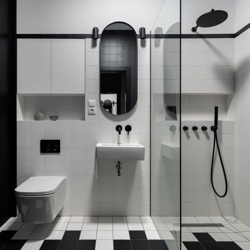 Małe mieszkanie w czerni i bieli