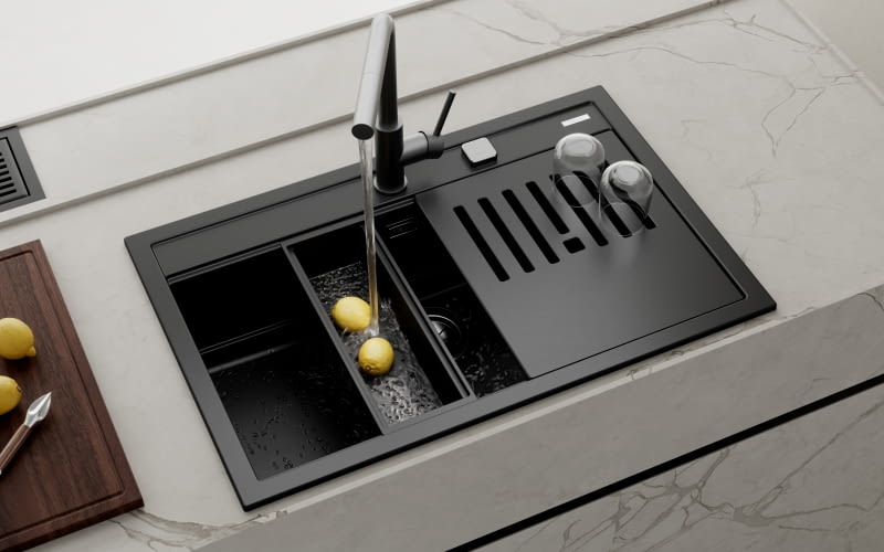 Do prostokątnego zlewozmywaka idealnie podpasuje bateria mająca wyraźne linie, a do okrągłego ta o delikatnych, opływowych kształtach.