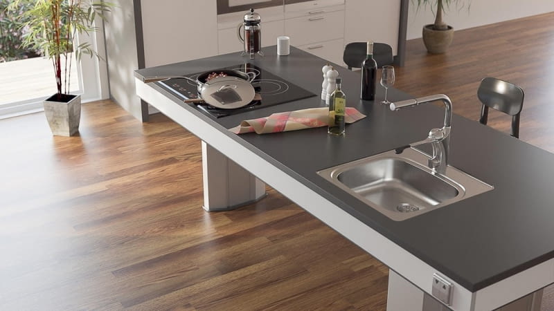 Wyspa kuchenna dostosowana do potrzeb osób niepełnosprawnych.