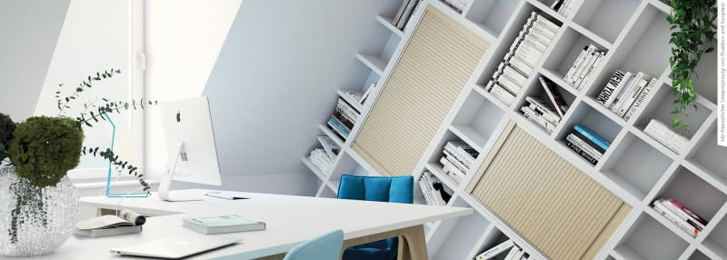 Żaluzje meblowe w gabinecie Żaluzje meblowe w kuchni