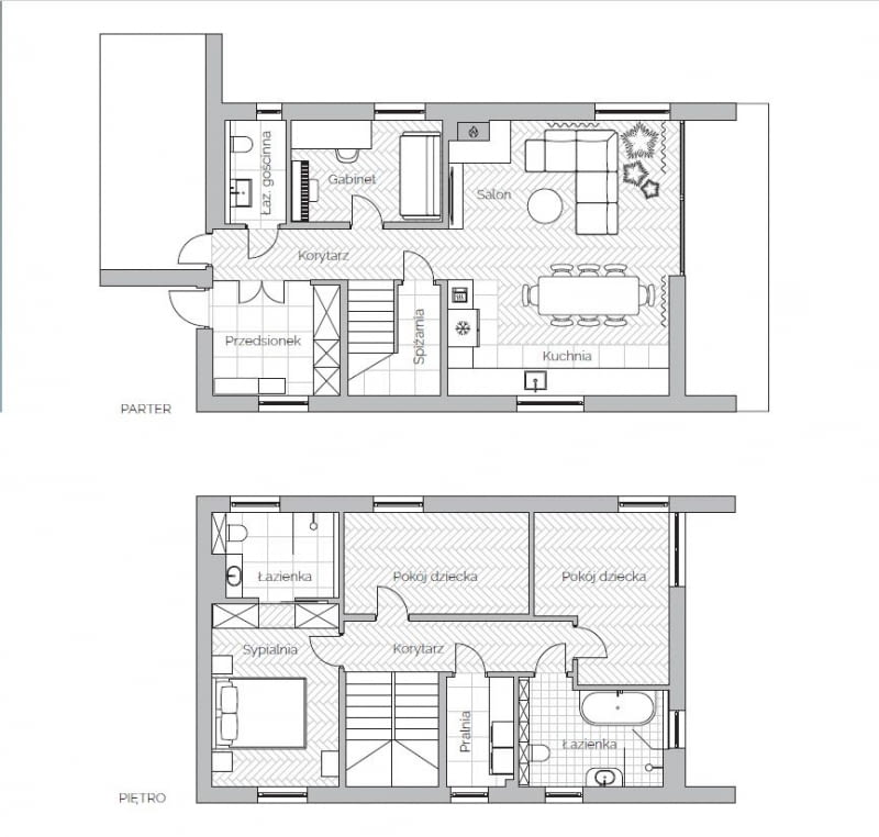 Rzut mieszkania - 160 m2 w Lipkowie, projekt wnętrz: Katarzyna Denst