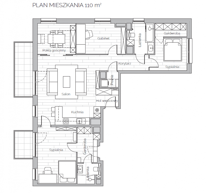 Plan mieszkania o powierzchni 110 m2, projekt: Zuzanna Woźniak, WOZ.design