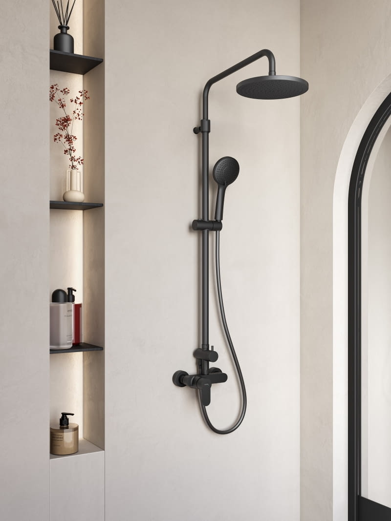 NOSTRIS BLACK zestaw natryskowy z baterią NOSTRIS BLACK zestaw natryskowy z baterią