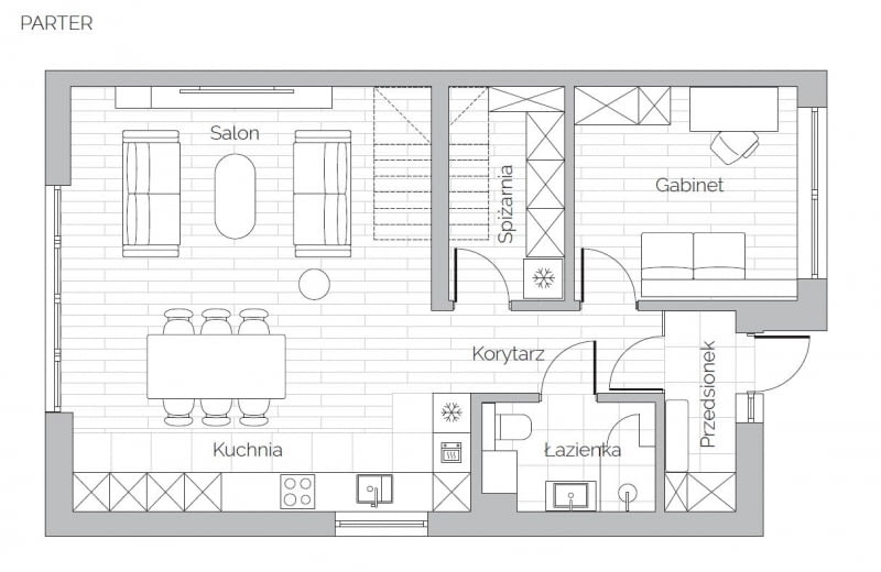 Plan parteru - dom 167 m2 ; projekt: Agnieszka Balicka Plan parteru - dom 167 m2 ; projekt: Agnieszka Balicka