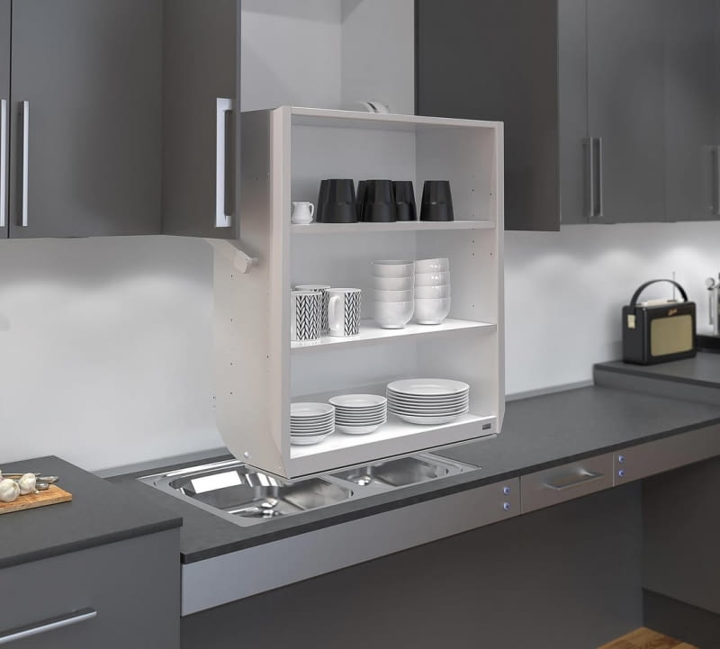 Szafki kuchenne dla osób z niepełnosprawnościami.