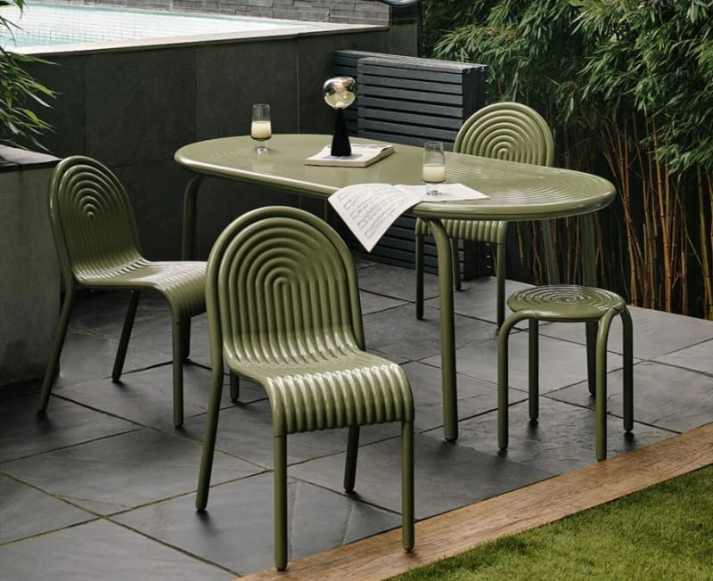 Krzesło zewnętrzne GROOVE zielony / Tom Dixon Krzesło zewnętrzne GROOVE zielony / Tom Dixon