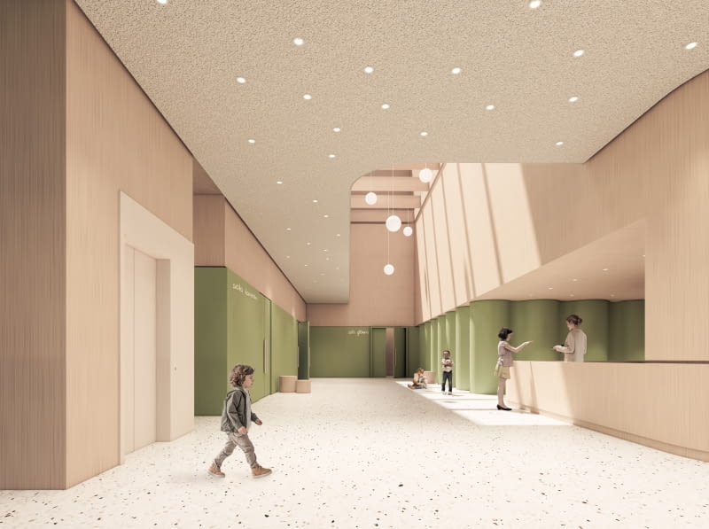 Olsztyński Teatr Lalek - foyer Sali Kameralnej i Sali Głównej. Proj. plus3-archtekci Olsztyński Teatr Lalek - foyer Sali Kameralnej i Sali Głównej. Proj. plus3-archtekci