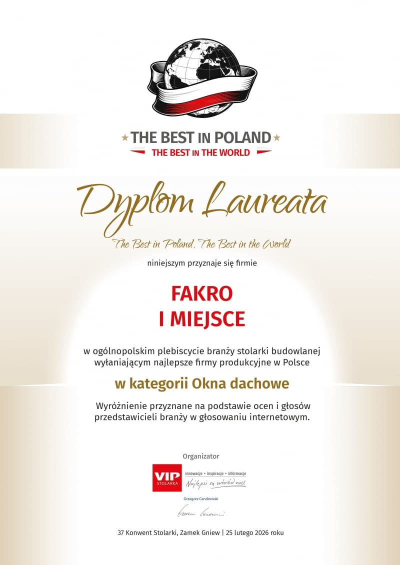 Dyplom The best in Poland the best in the World 2026