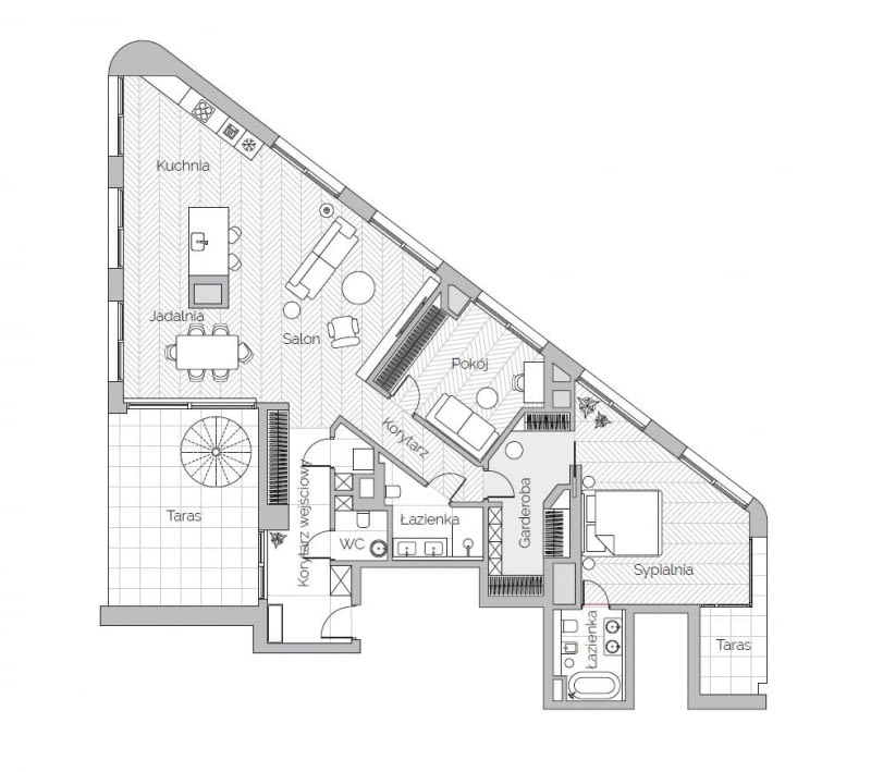 Rzut mieszkania - 146 m2 w Warszawie, projekt wnętrz: Patrycja Suszek-Rączkowska, Poco Design Rzut mieszkania - 146 m2 w Warszawie, projekt wnętrz: Patrycja Suszek-Rączkowska, Poco Design